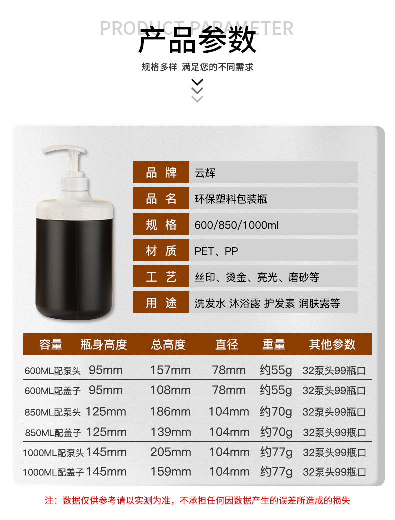 廠家現(xiàn)貨850ml廣口瓶 膏霜瓶面膜罐洗手液按壓瓶磨砂膏PE塑料瓶子